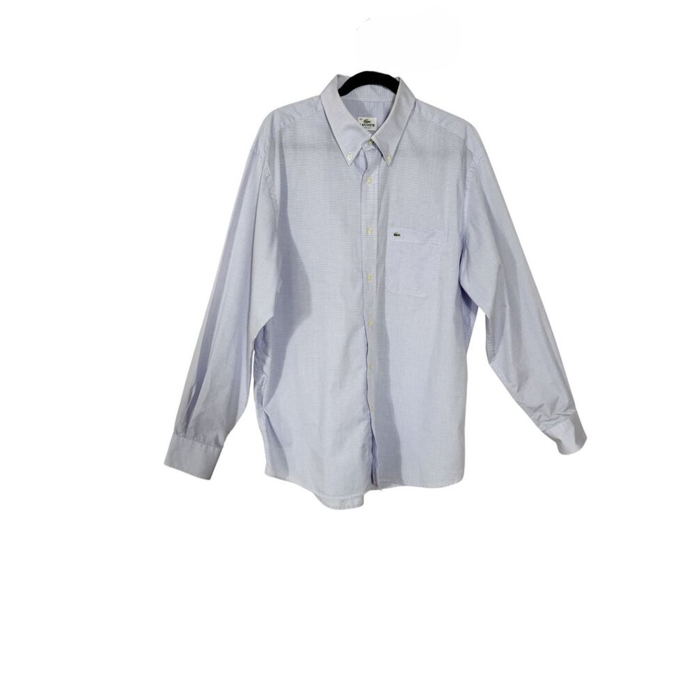 Lacoste Men's Long Sleeve Light Blue Pink Button Down Shirt Size 44‎ Extra Large